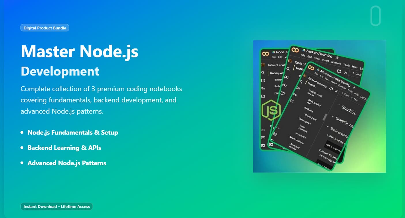 NodeJS Mastery 2024 - 3 Digital Coding Notebooks